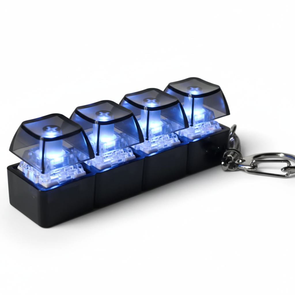 LED Keyboard Fidget Key Clicker - Stress Relief Mini Keychain for Gamers & Tech Lovers